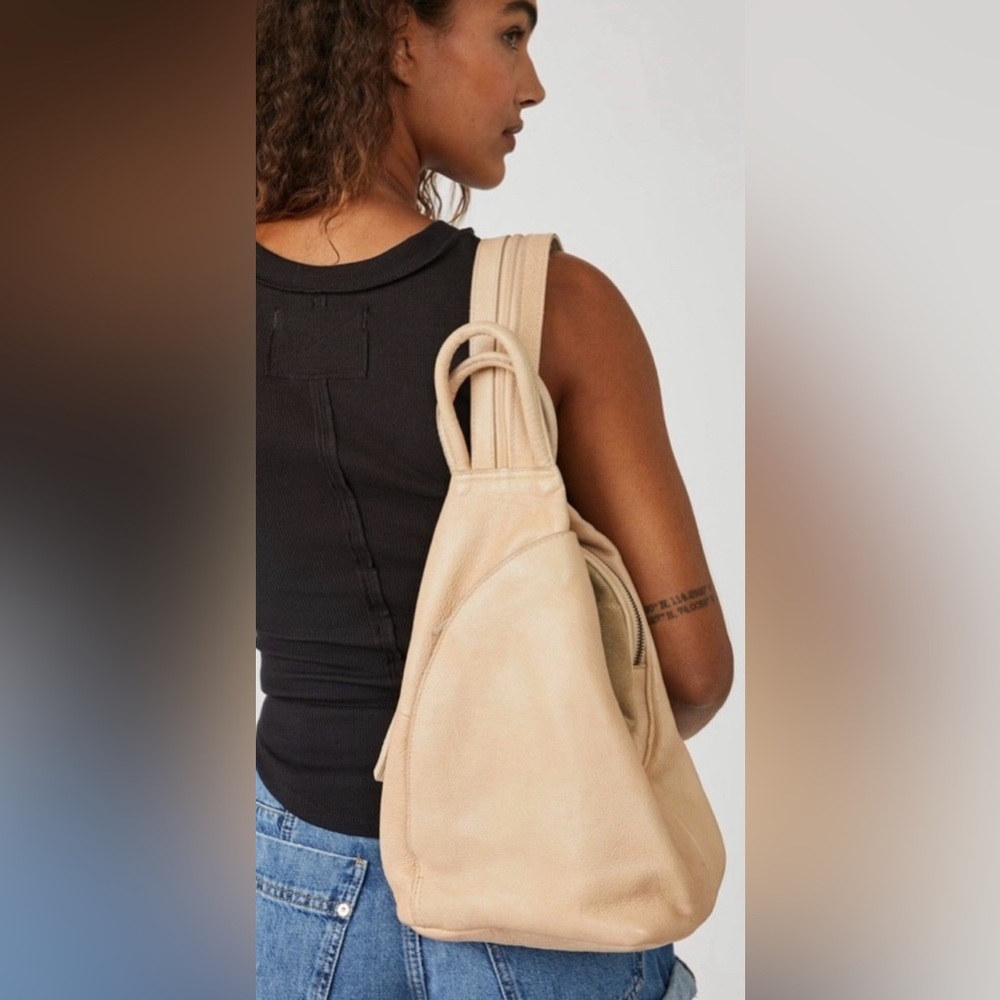We The Free - Tan Soft Leather - Sling Bag Backpack - Great Condition